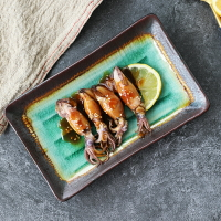 日式小長方盤陶瓷壽司盤長方形菜盤家用餃子盤日料煎魚盤料理盤子