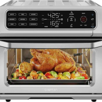 Air Fryer Oven Combo 12-in-1 Stainless Steel Convection Countertop 10-Inch Pizza 4 Slices of Toast Cook Bake Oven Air Fryer 20QT