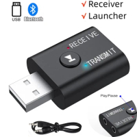 Wireless Bluetooth-Compatible 5.0 USB Switching Receiver Transmitter 3.5mm Jack AUX Audio Dongle Adapter for Car Laptops iPad TV