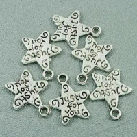 120pcs 11mm Tibetan Silver Star "JUst For You" pendant H0576