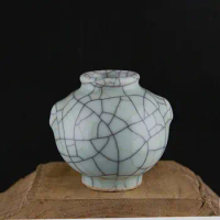 Chinese Jingdezhen Qing Crackle Porcelain Jar Animal Ears Shape Pot Super Mini Vase 3.5 inch