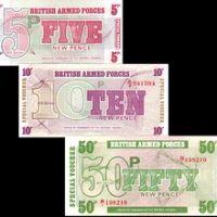 1972 Great Britain 5 10 50 Pence Original Notes UNC (Fuera De uso Ahora Collectibles)