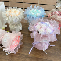 【天使愛美麗】芭蕾風香皂花花束 珍珠泡芙紗 波浪花邊手捧花(情人節 生日 婚禮 母親節 教師節 畢業)