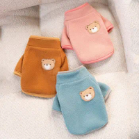 Lapel Fluff Autumn and Winter Puppy Clothing Cute Bear Head Teddy Bomei Warm Sweater Small and Medium Dog Pet Clothes
