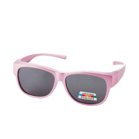 【Z-POLS】兒童專用高規TR90輕量彈性框體 包覆式大框設計強化Polarized寶麗來抗UV400偏光太陽眼鏡(桃粉色)