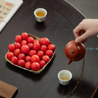 宋樸蘇揚燁純手工柴燒手作樹葉四方形壺承萩燒果盤點心盤陶瓷手繪