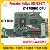 C5PRH LA-E921P Mainboard for ACER Predator Helios 300 G3-571 Laptop Mainboard with i7-7700HQ CPU GTX1060 GPU DDR4 Tested