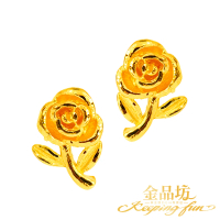 【金品坊】黃金耳環微醺玫瑰耳針 0.42錢±0.03(純金999.9、純金耳環、純金耳針)