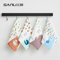 3條 三利小方巾擦手巾掛式純棉吸水可愛韓國兒童搽手巾衛生間家用