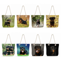 Rottweiler Animal Fashion Printed Women Shoulder Bag 3D Dog Print Portable Lady Shopping Bag Outdoor Travel Beach Handbags