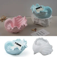 Gypsum Cement Aromatherapy Candle Cup Mold Candle Dish Storage Mold Sea Snail Shell Ocean Breeze Mirror Surface Silicone Mold