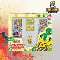 Pokemon Set Pikachu Berkemeja Batik Gantungan Kunci Bimbingan Rasi Indonesia Original Sealed