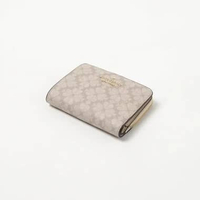 Dompet KATE SPADE JACQUARD MONOGRAM BEIGE NEW L-ZIP BIFOLD WALLET 100% ORIGINAL 11X8CM