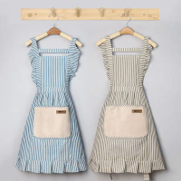 Lace Apron Kitchen Household Apron With Pockets Princess Style Dirt-Resistant Hand-Wiping Water And 