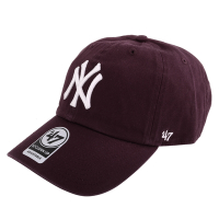 NEW ERA 47品牌白色NY 繡線LOGO棒球帽(暗紫)