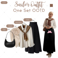 Sailor Style | Rok Joda, Kemeja Sailor, Hijab Bella Square, Shoulder Bag | One Set Modis LF19