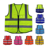 Rompi Safety Reflektif 5 Saku Dengan Id Holder | Rompi Proyek Stabilo Kuning Orange Merah Biru Pasti