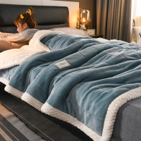 加厚三層毛毯被子羊羔絨雙層法蘭絨床單珊瑚絨冬季保暖午睡蓋毯子