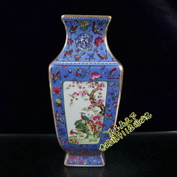 景德鎮陶瓷琺瑯彩花鳥花瓶官窯擺件 陶瓷器喜上枝頭花瓶家居裝飾