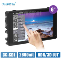 FEELWORLD LUT6S 6 Inch 2600nits 3D LUT HDR Touch Screen DSLR Camera Field Monitor with Waveform VectorScope Histogram 3G-SDI 4K
