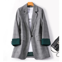 【LANNI 藍尼】現貨 英倫風時尚修身格子西裝外套(西裝/外套/售完不補)