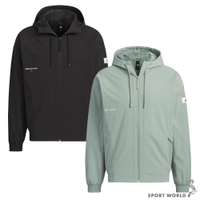 Adidas 男裝 連帽外套 拉鍊口袋 抓絨 黑/綠【運動世界】IP4980/IP4981