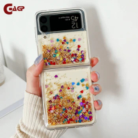 for Samsung Z Flip 5 Luxury Glitter Quicksand Case For Samsung Galaxy Z Flip 5 4 3 ZFlip 5 flip4 Gradient Love Heart Bling Cover