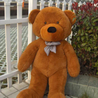 Lovely plush dark brown teddy bear toy big eyes bow bear toy stuffed teddy bear gift 100cm 0062