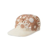 【Maison Michel】時尚個性簍空花朵造型鴨舌帽(咖)