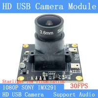 Webcam SONY IMX291 Star Level 30FPS Linux UVC USB Camera Module 5MP 3.6mm Lens 1920*1080P Surveillance Camera Support Audio