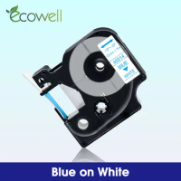 Ecowell 1Pcs 12mm 45014 Compatible Dymo D1 45014 label tape 12mm Blue on White Ribbon Cassette for Dymo LabelManager 280 160 100