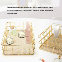 Storage Basket Metal Wire Mesh Organizer Desktop Cosmetics Sundry Holder for Home Dormitory