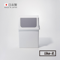 日本like-it 日製可疊式推蓋寬版垃圾桶-17L