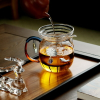 璃尚源手工玻璃鑲銀公道杯茶漏套裝高端公道壺分茶器中式茶具限定