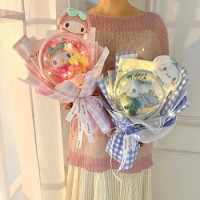 Miniso Sanrio Kawaii Cinnamoroll Mymelody Plush Toy Flower Bouquet Cute Cartoon Stuffed Doll Girl Valentine's Day Birthday Gifts