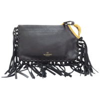 【二手名牌BRAND OFF】Valentino 范倫鐵諾 黑色 皮革 手拿包