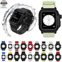 Waterproof Case Silicone Strap For Apple Watch 44mm/40mm Band Iwatch 5 4 Bracelet Wrist Belt Watchbands Protective Cover
