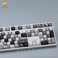 151 Key GMK Black And White Checkered Theme Keycaps PBT Dye Cherry Profile Keycap for MX Switch IKBC Switch Mechanical Keyboard