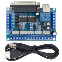 5 axis CNC Breakout Board Stepper Motor Driver MACH3 Parallel Port Control Module Controller with Optical Coupler USB Cable
