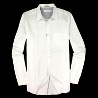 美國百分百【全新真品】Calvin Klein 襯衫 CK 長袖 上衣 白色 純棉 素面 薄 口袋 男 M號 A885