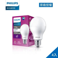 Philips 飛利浦 超極光真彩版 13W/1700流明 LED燈泡-晝光色6500K 4入 (PL12N-4)