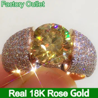 Custom Real 18K Rose Gold Ring Lovers Engagement Party Wedding Ring Women Men Yellow Moissanite Diamond Luxury 1 2 3 4 5 Ct