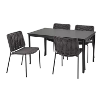TEGELÖN/TEGELÖN 戶外餐桌椅組, 深灰色/黑色