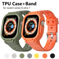 Case + Strap Sport Rubber For Apple Watch 44Mm 41Mm 40Mm 45Mm Transparent Silicone Cover Band iwatch Series 7 Correa 6 SE 5 4