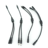 1 to 2 way Splitter male female to 2 male female DC Power adapter Cable 5.5mmx2.1mm connector Plug extension for CCTV Camera A7