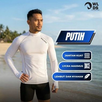 Baju Baselayer Pria Manset Berenang Outdoor Rashguard Wetsuit Lycra XXXL Putih
