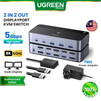 UGREEN DisplayPort Dual Monitor Display KVM Switch 2 In 2 Out Switcher 8K60Hz USB 3.0 5Gbps HDCP 2.3