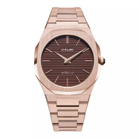 D1 Milano Jam Tangan Pria D1 Milano Ultra Thin D1-UTBJ13 Brown Dial Champagne Gold Stainless Steel S
