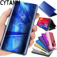 Mirror Flip Phone Cover For Huawei P40 Lite P20 P30 Pro P Smart Mate 10 20 lite Stand Case For Huawei Nova 9 P20 P30 lite Cases