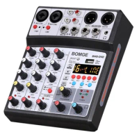 Professional Sound Card 4-Channel Mixer Outdoor Conference Audio USB Bluetooth Reverb Audio16 Digital Effects (US Plug)